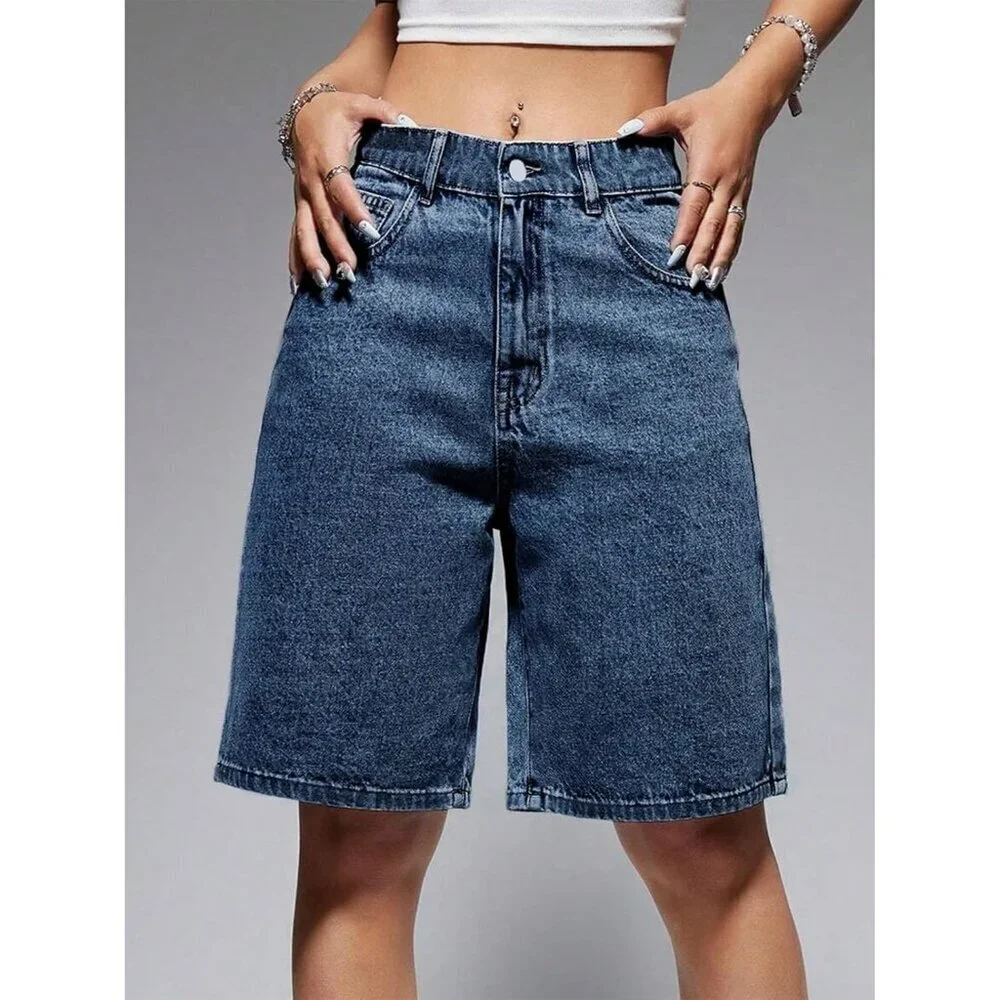 Women's Denim Shorts Mid Waist Relaxed Fit Summer Casual Trendy